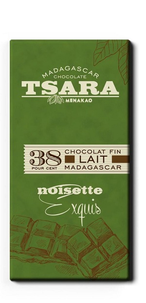 Tsara - CHOCOLAT tablette au Lait NOISETTES (38% CACAO )