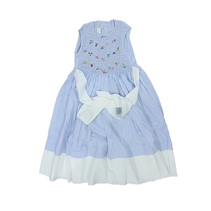Pervenche - Robe fillette 8 ans - 100% coton - Bleu ciel