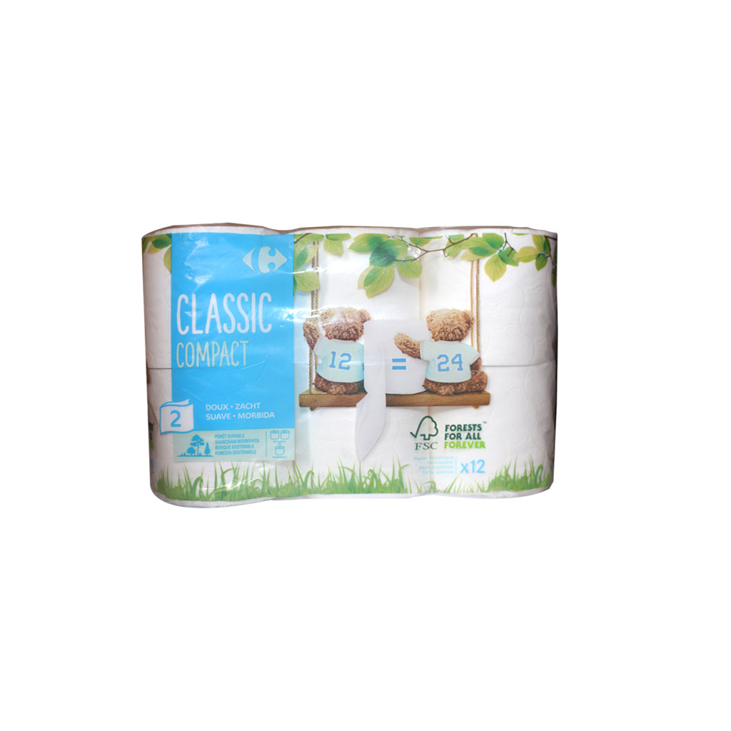 Carrefour - Papier Hygiénique compact 12 rouleaux