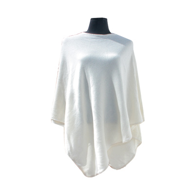 Poncho - Cachemire blanc losange