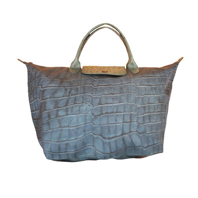 Longchamp - Sac à main Le pliage - Croco olive
