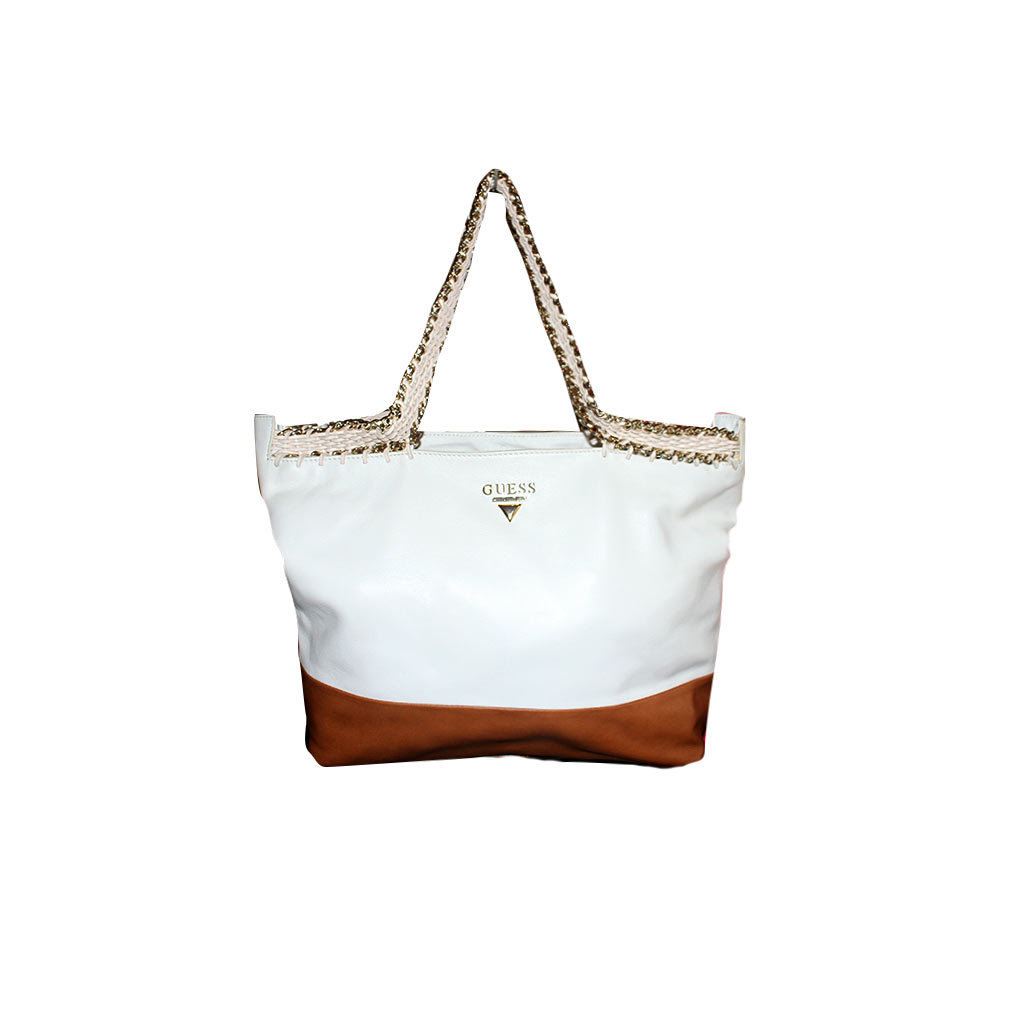 Guess - Sac à main en cuir - Blanc&Marron (Ancienne collection)