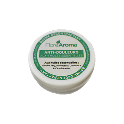Flore Aroma - Baume décontractant anti-douleurs aux 4 huiles essentielles
