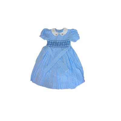 Robe fillette 6 ans - 100% coton - Bleu ciel rayer