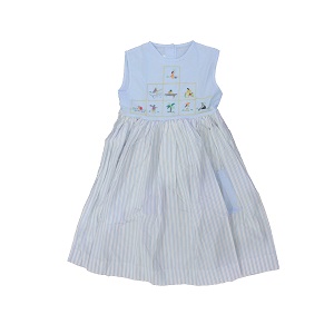 Robe fillette 6 ans - 100% coton - Bleu ciel carreaux