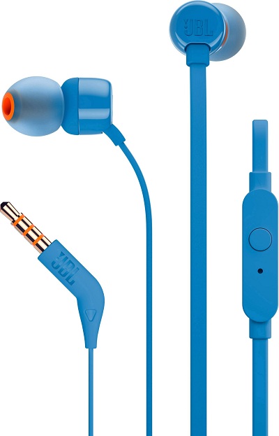 JBL - Ecouteur bleu T110 (son pur Bass)