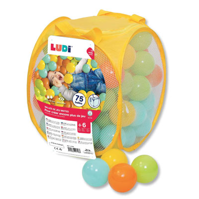 LUDI - Sac de 75 balles multicolores souples