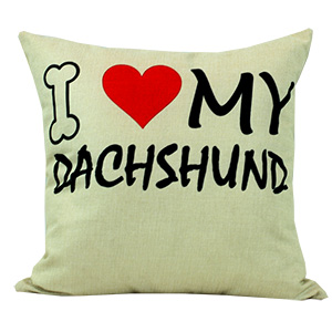 Coussin en lin - I LOVE MY DACHSHUND