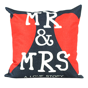 Coussin en lin - Couple Mr et Mrs