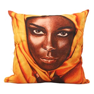 Coussin en lin - femme visage