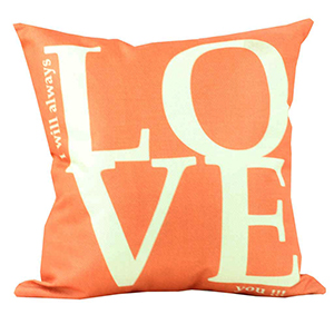 Coussin en lin - I WILL ALWAYS LOVE YOU orange