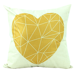 Coussin en lin - Coeur jaune