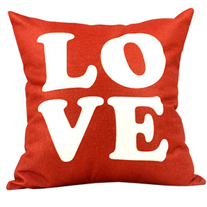 Coussin en lin - LOVE rouge
