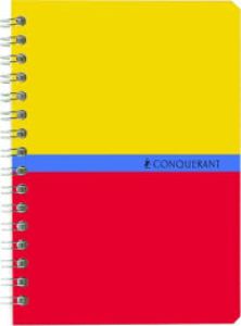 Conquerant - Carnet spirale 9 x14 cm petits carreaux Jaune / Rouge - 100 pages