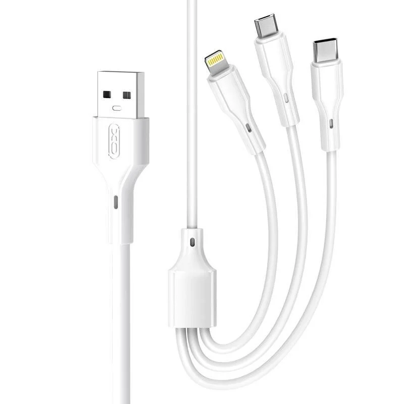 Cable 3 en 1 USB - Lightning + USB-C + microUSB XO 