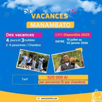 Voyage Organisé MANAMBATO (5 par chambre)