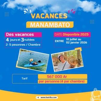 Voyage Organisé MANAMBATO (4 par chambre)