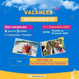 Voyage Organisé MANAMBATO (3 par chambre)